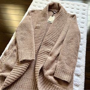 NWT Barefoot Dreams CozyChic Chenille Circle Cardigan in Deep Taupe, Sz Medium